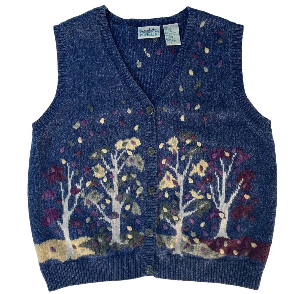 Vintage Northern Reflections Sweater Vest Autumn Fall Embroidery Cottage…